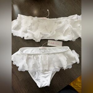 Stella Cove White Bikini Top with Subtle Applique